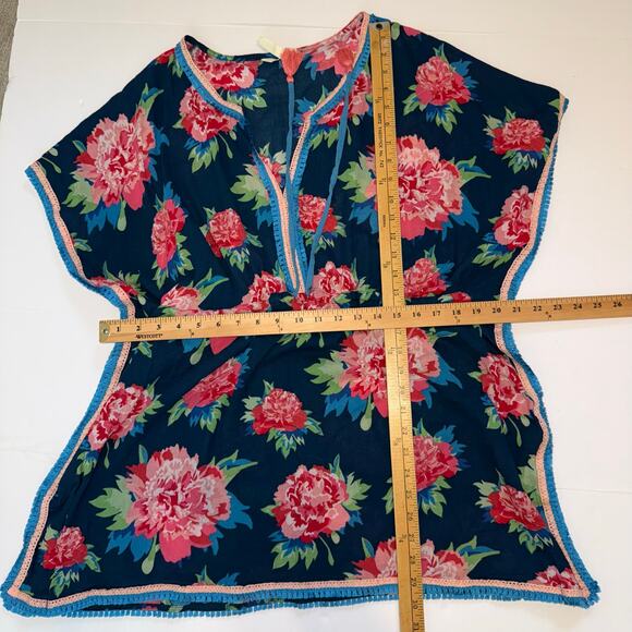 Matilda Jane Swim Cover Up Women’s S Blue Pink Floral Peony Print Tunic Feminine - Picture 10 of 15